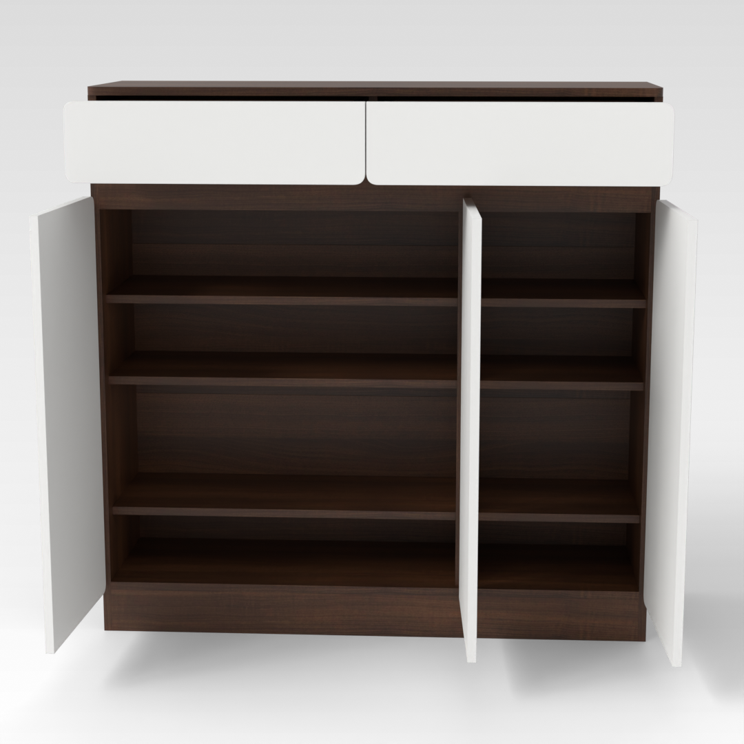 Prairie Oak & Warm White Shoe Cabinet