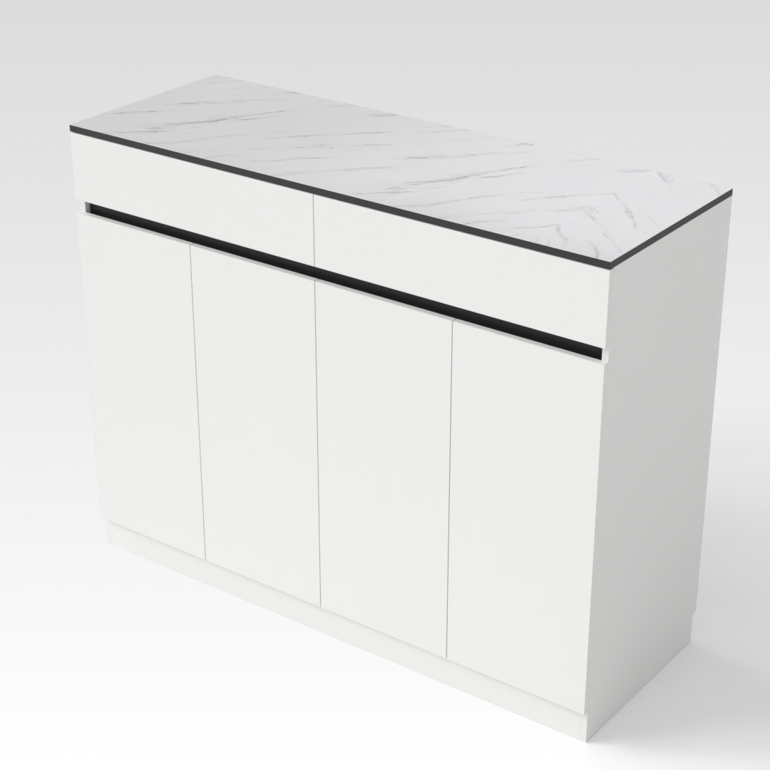 Warm White & White Marble Sideboard
