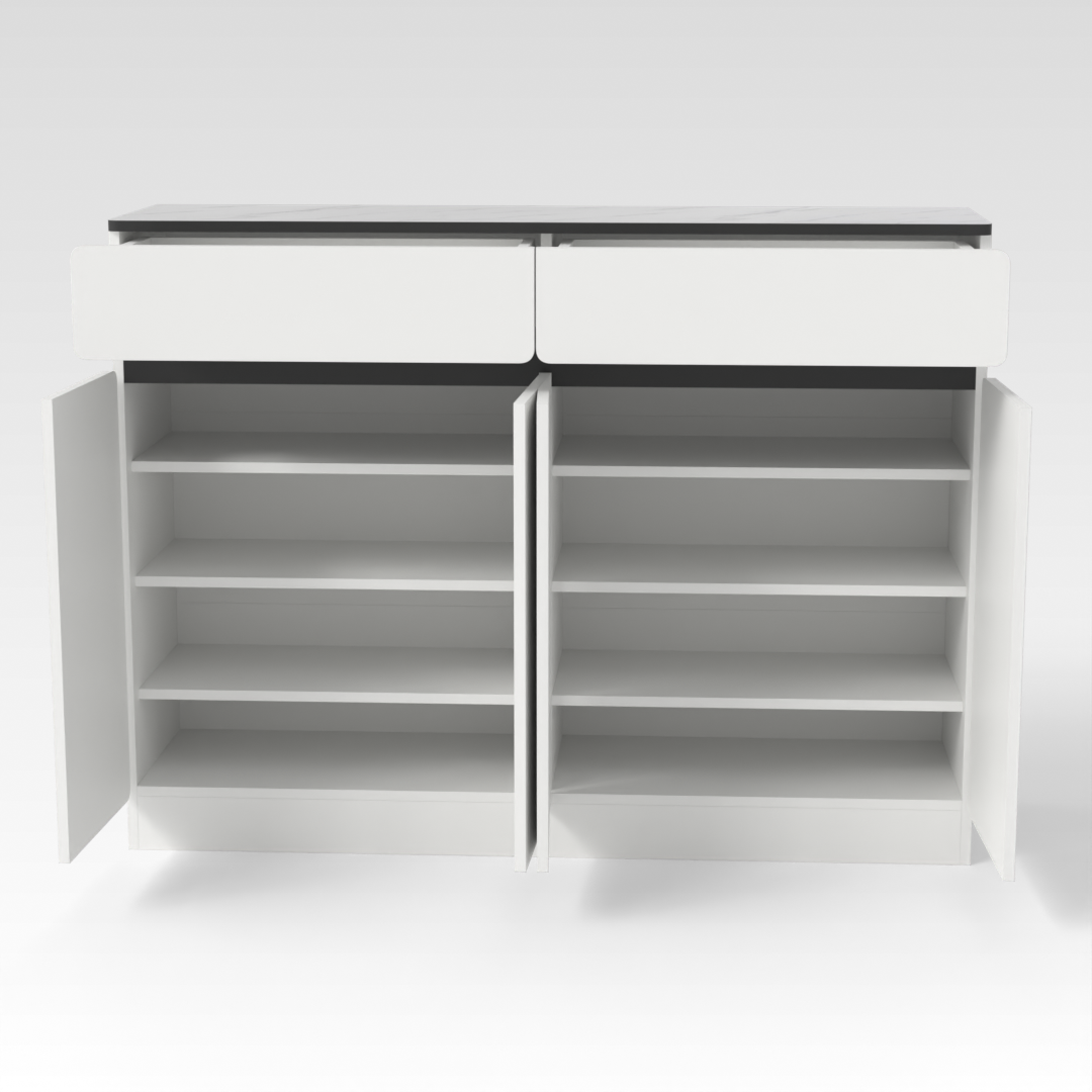 Warm White & White Marble Shoe Cabinet