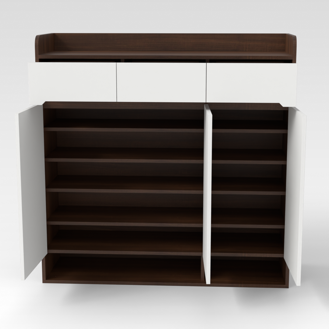 Prairie Oak & Warm White Shoe Cabinet