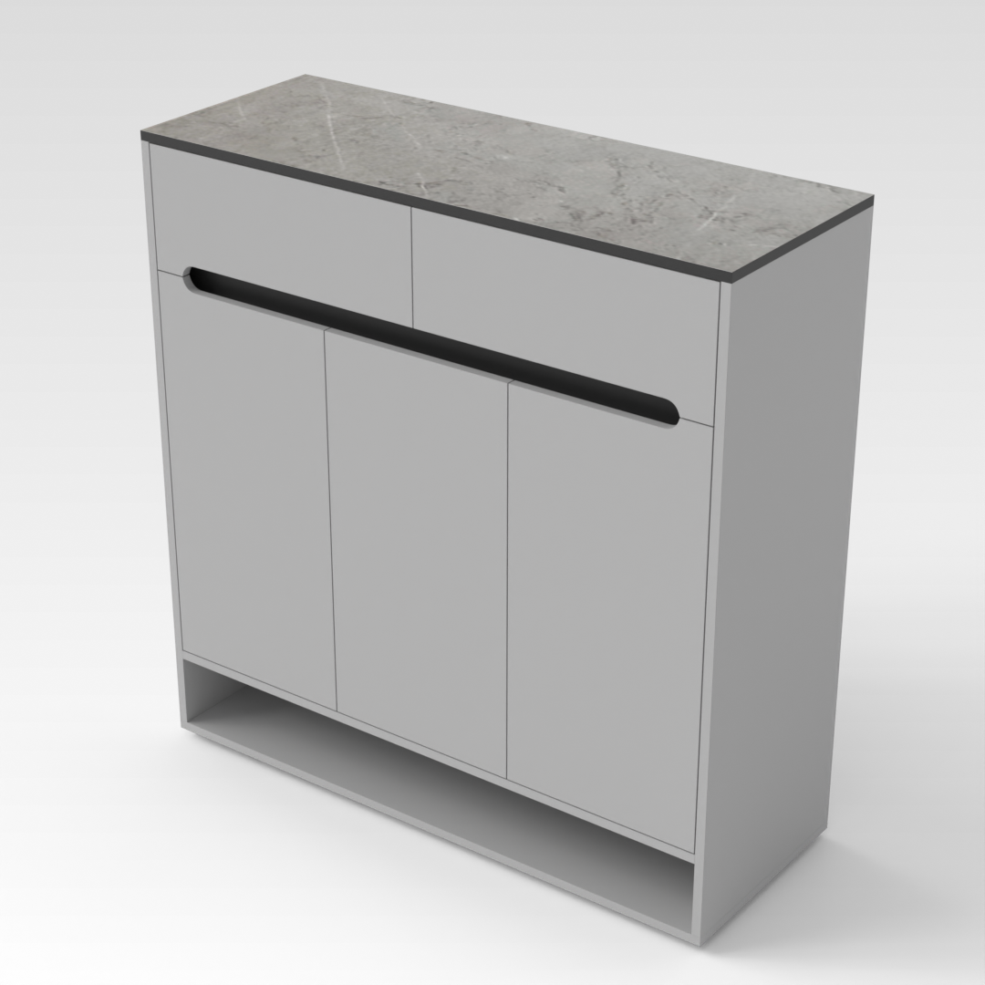 Light Gray & Brown Stone-Grain Top Shoe Cabinet
