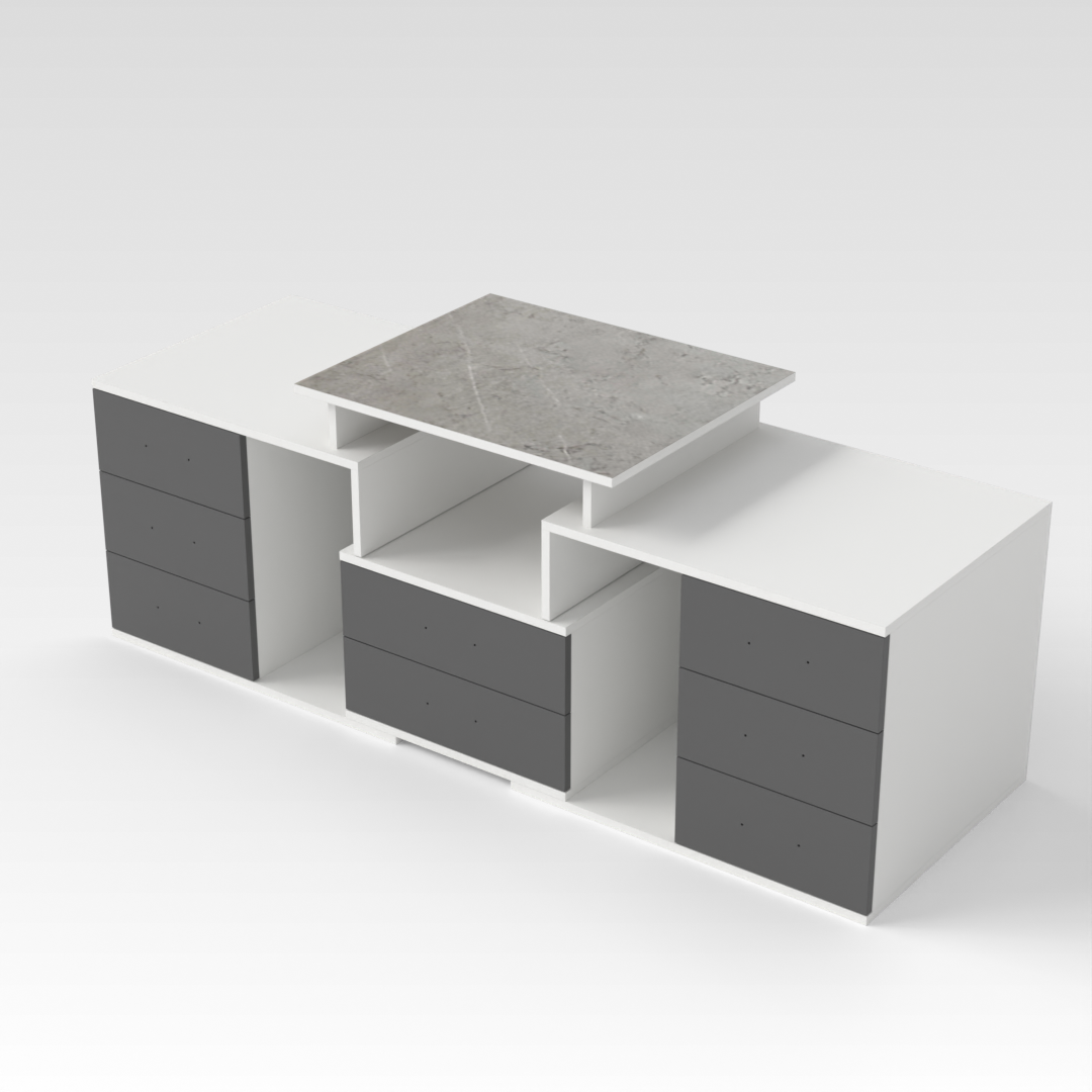 Warm White & Sky Gray TV Stand