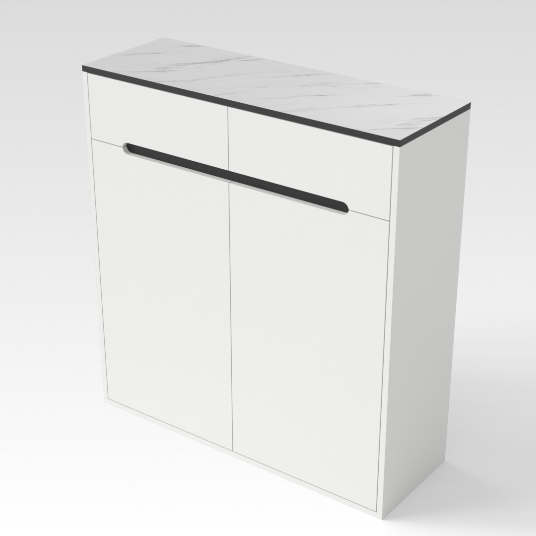 Warm White & Black Shoe Cabinet