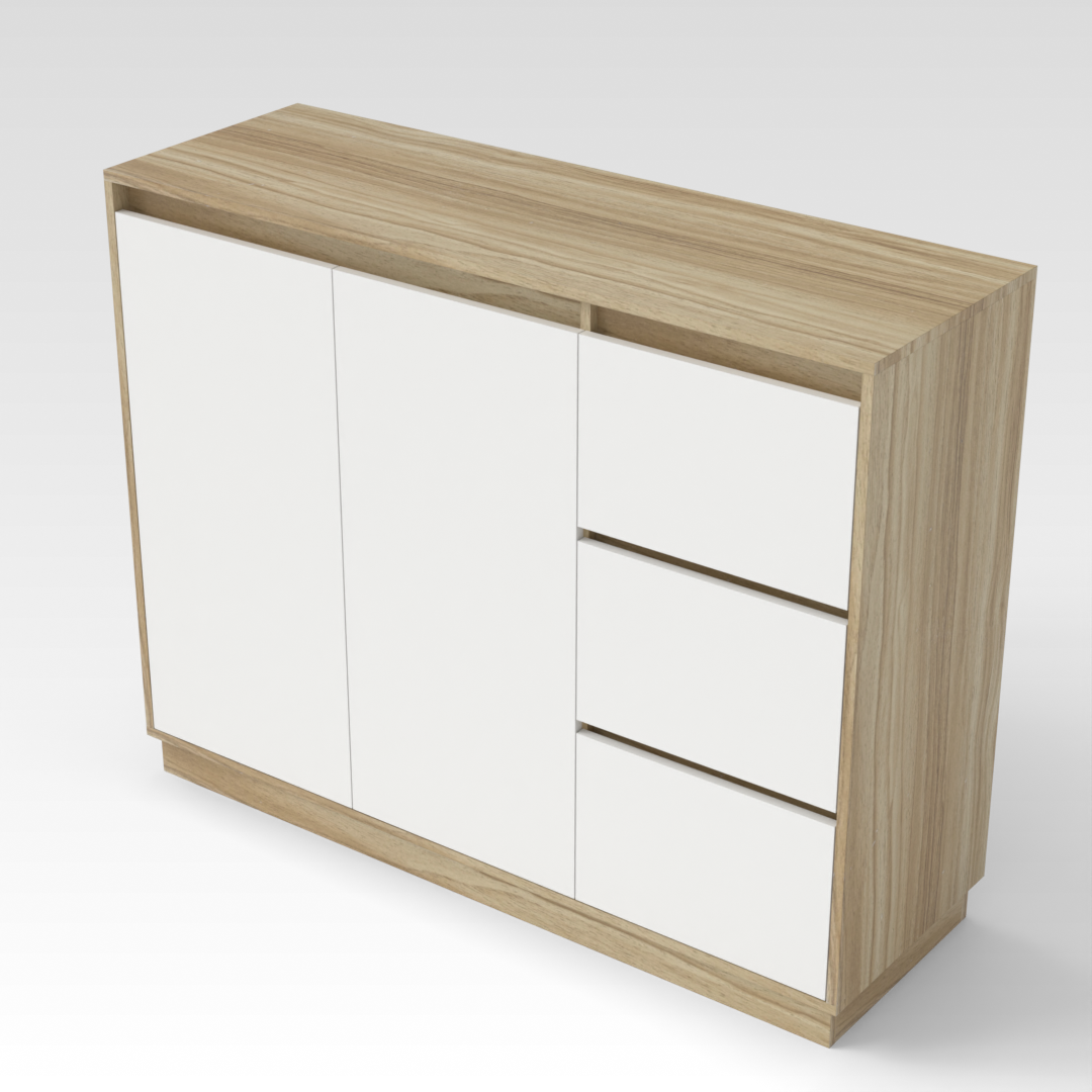Country Oak & Warm White Sideboard