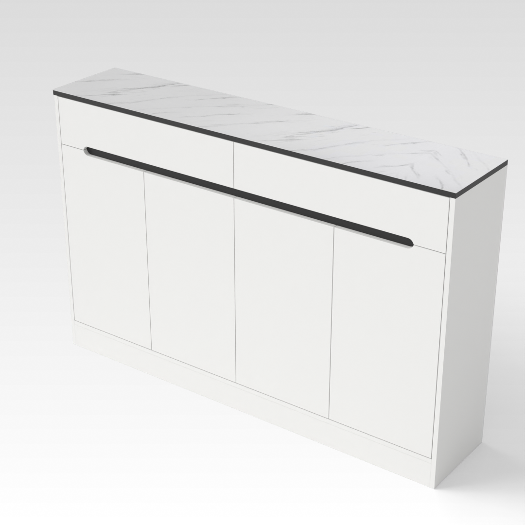 Warm White & Black Shoe Cabinet