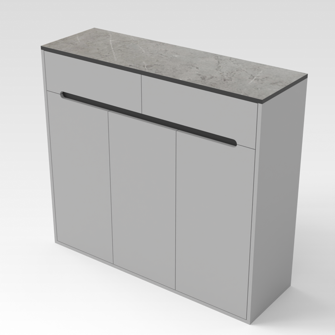Light Gray & Black Shoe Cabinet