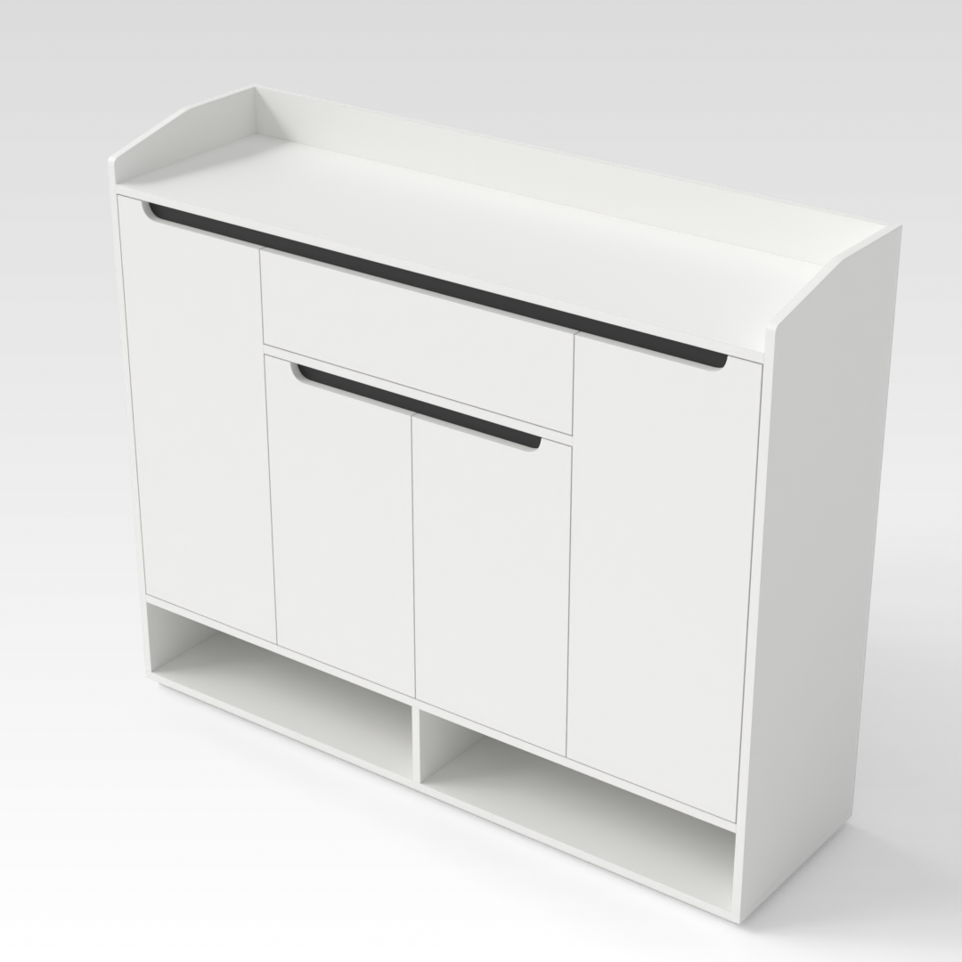 Warm White & Black Shoe Cabinet