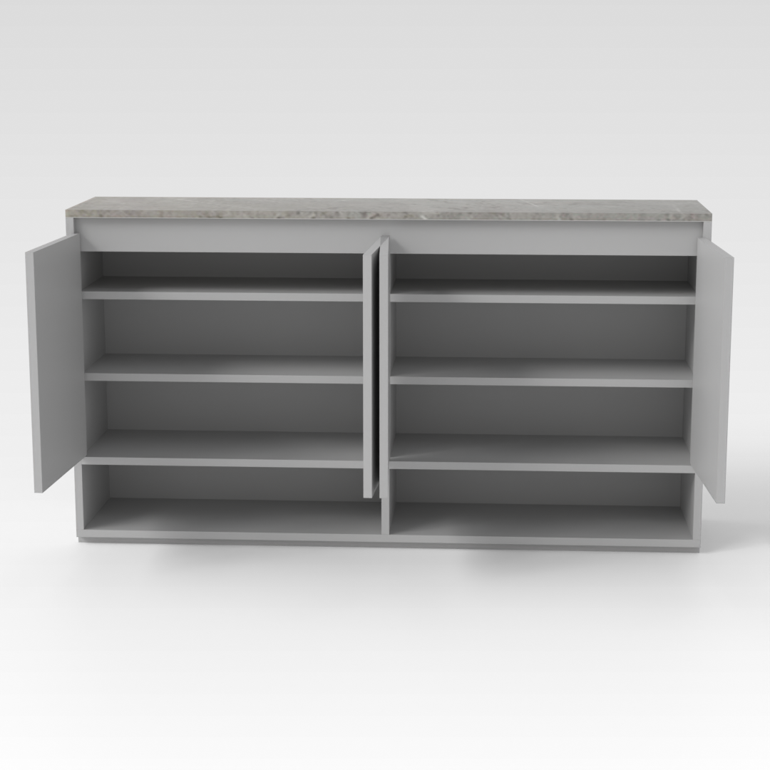 Light Gray & Brown Stone-Grain Top Shoe Cabinet
