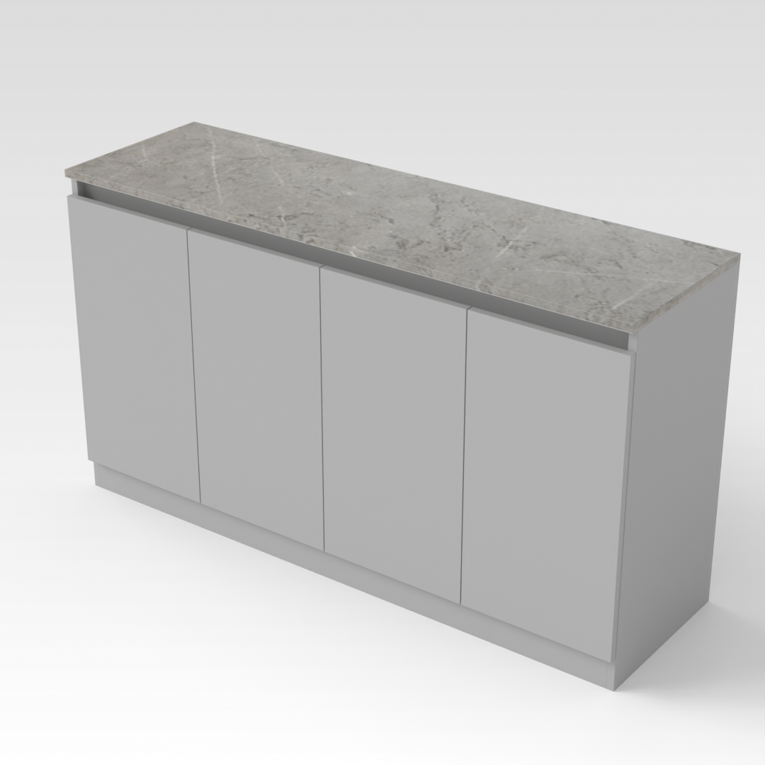 Light Gray & Brown Stone-Grain Top Shoe Cabinet