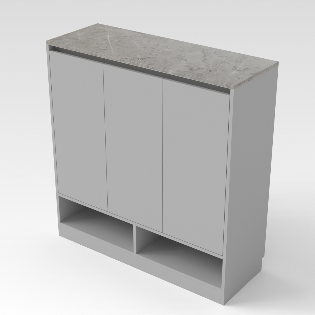 Light Gray & Brown Stone-Grain Top Shoe Cabinet