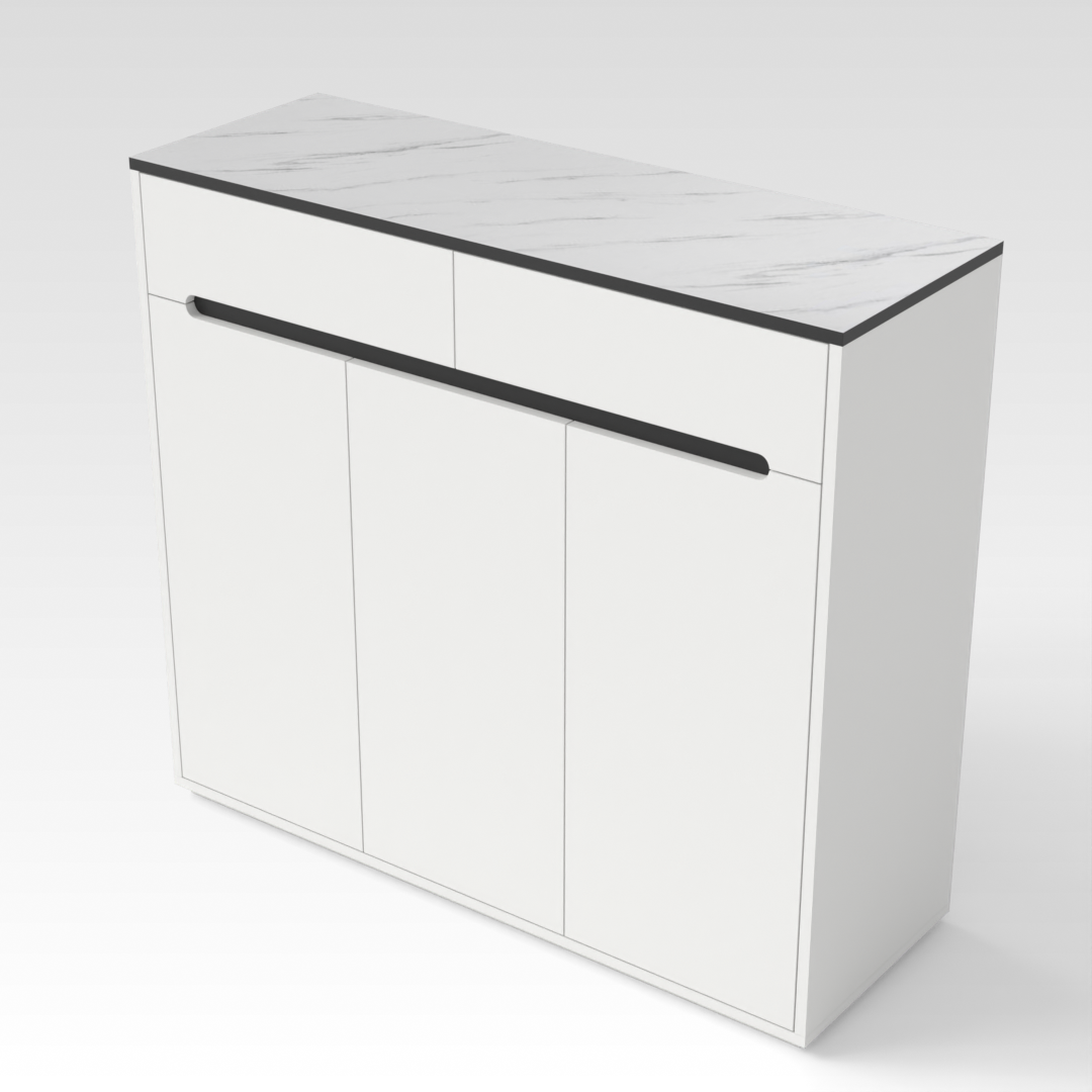 Warm White & Black Shoe Cabinet