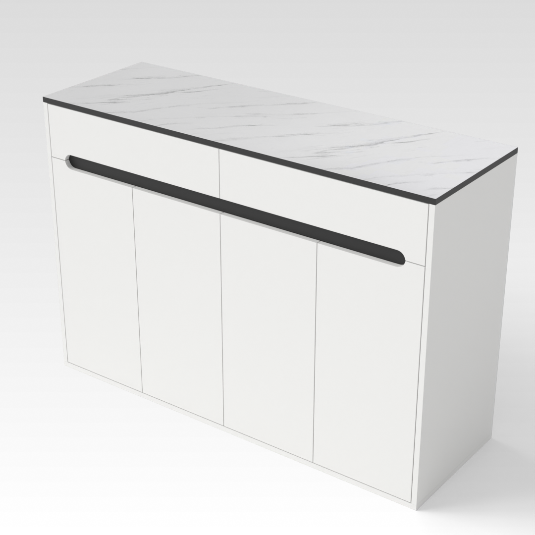 Warm White & White Marble Shoe Cabinet