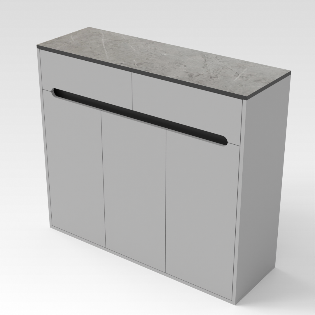 Light Gray & Brown Stone-Grain Top Shoe Cabinet
