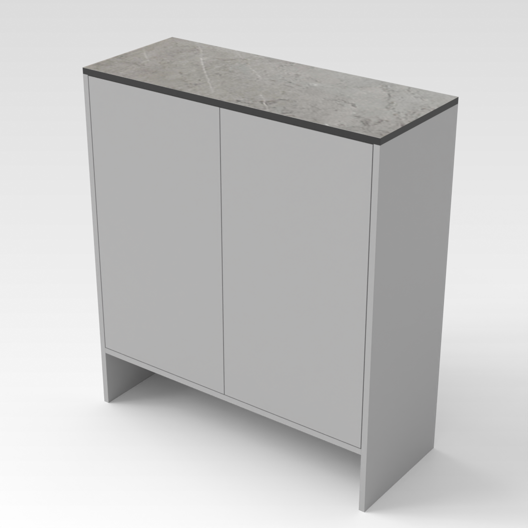 Light Gray & Brown Stone-Grain Top Shoe Cabinet
