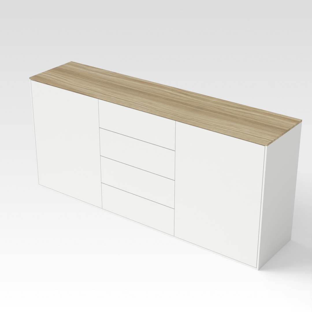 Warm White & Country Oak Accent Cabinet