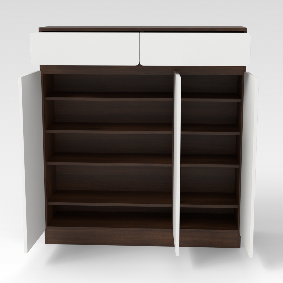 Prairie Oak & Warm White Shoe Cabinet