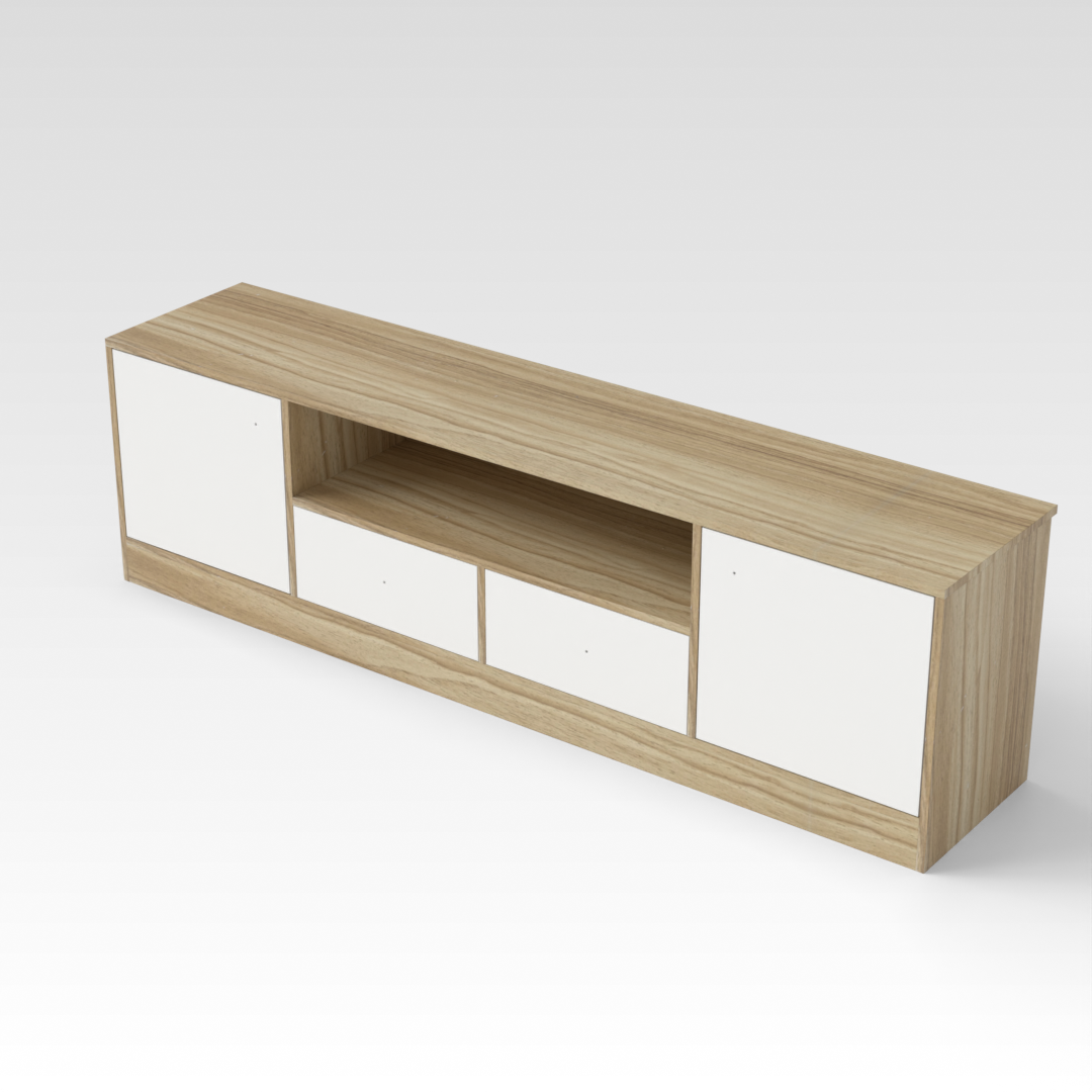 Country Oak & Warm White TV Stand