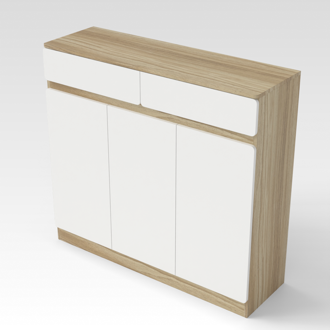 Country Oak & Warm White Shoe Cabinet