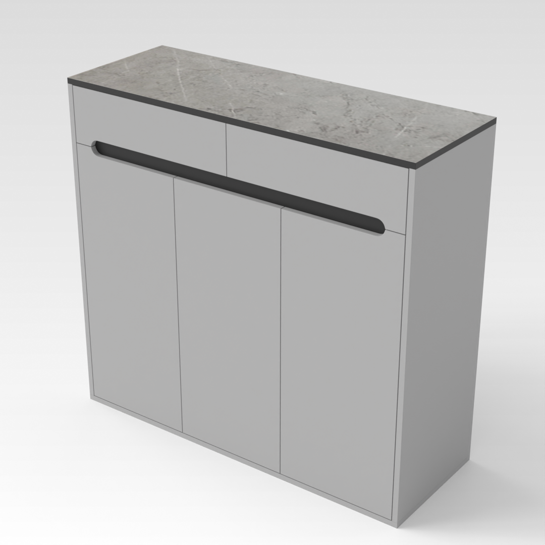 Light Gray & Brown Stone-Grain Top Shoe Cabinet