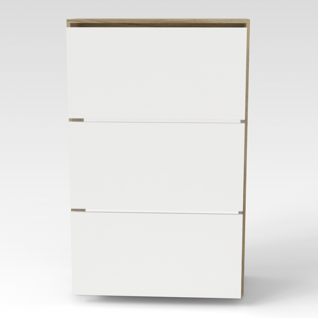 Country Oak & Warm White Shoe Cabinet