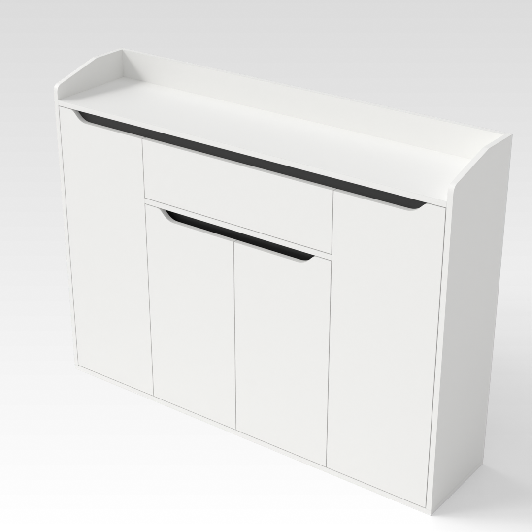 Warm White & Black Shoe Cabinet