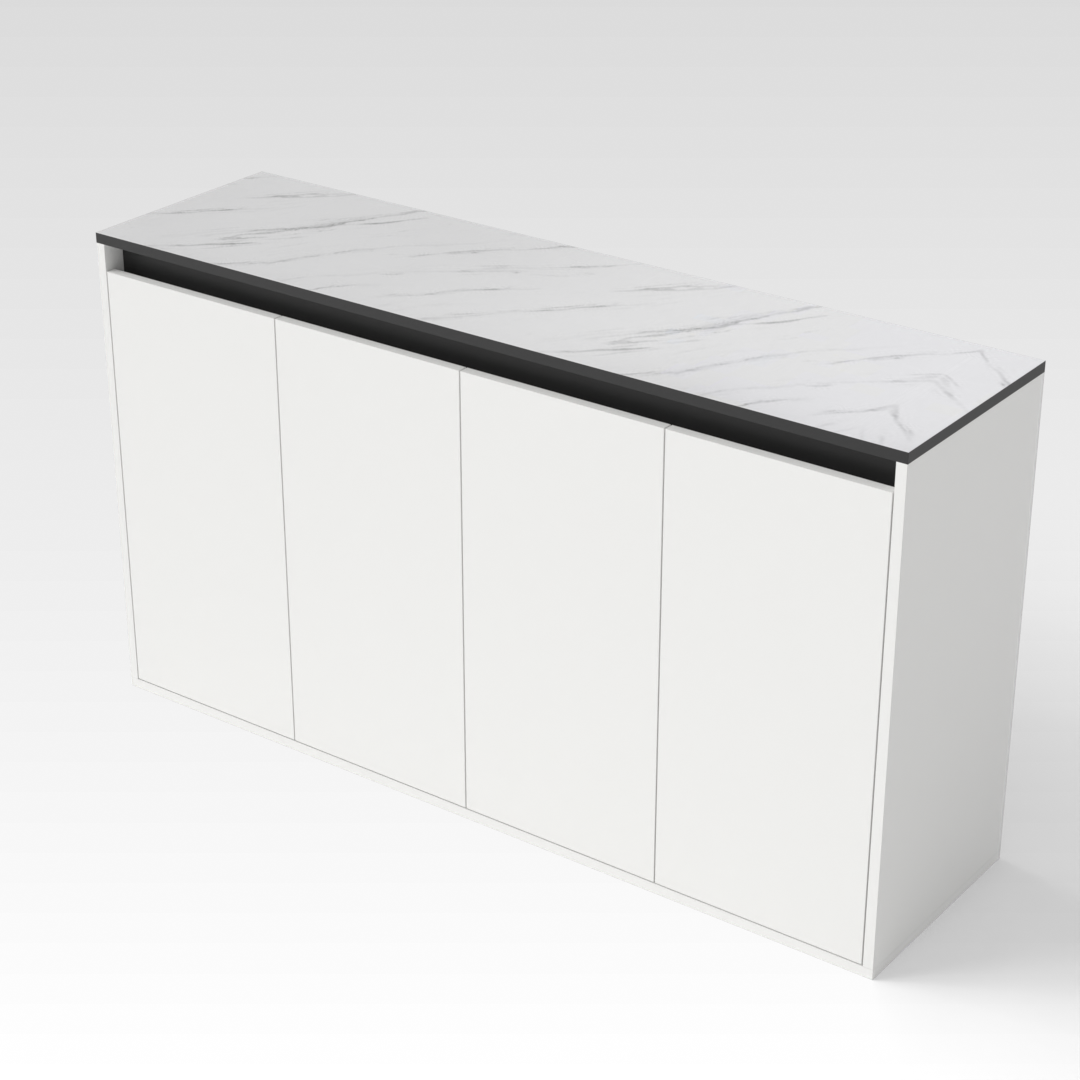 Warm White & White Marble-Grain Top Shoe Cabinet