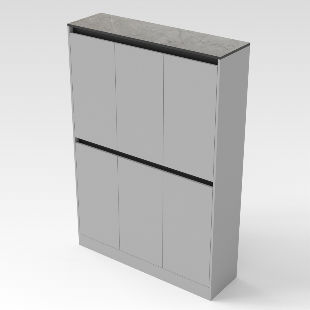 Light Gray & Brown Stone-Grain Top Shoe Cabinet