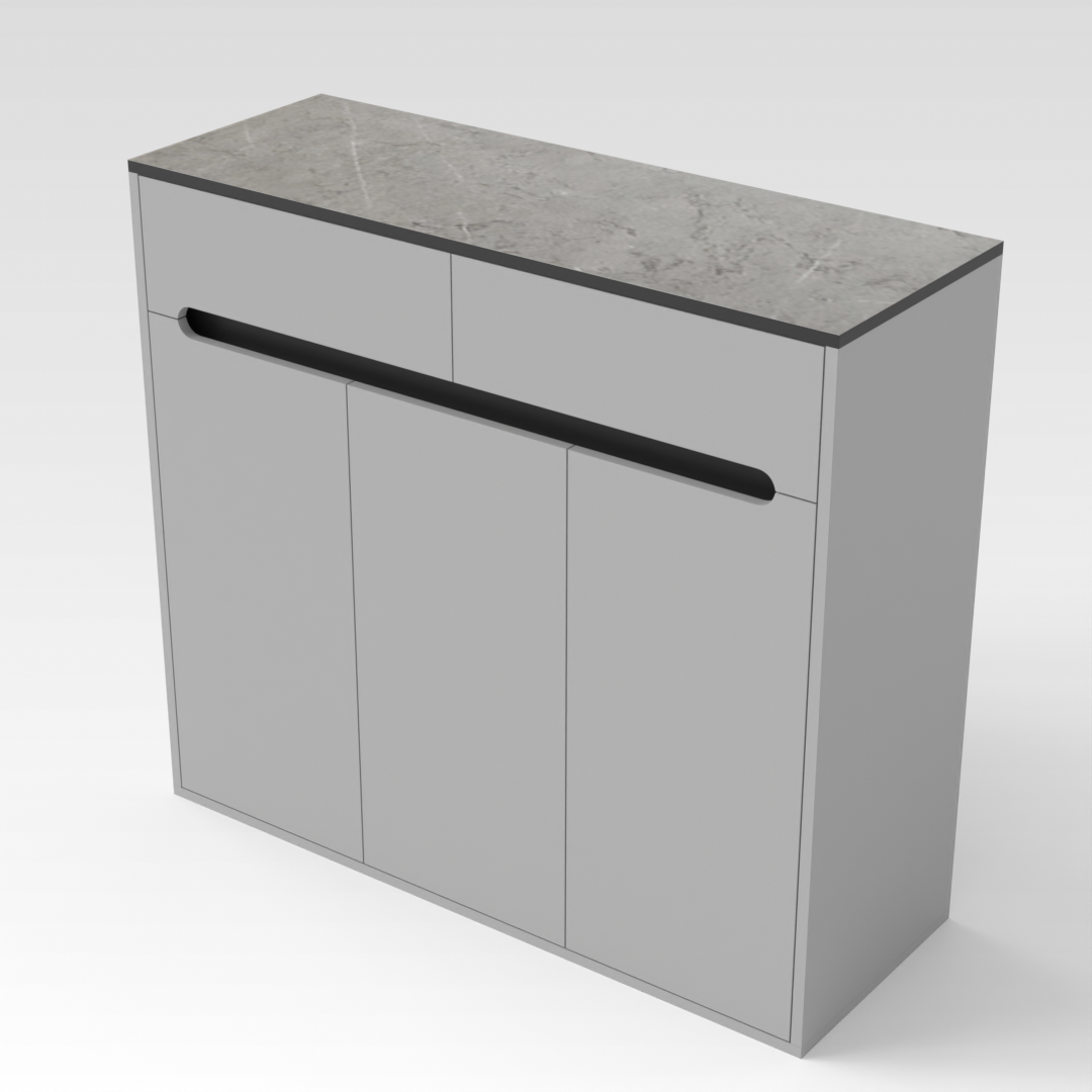 Light Gray & Brown Stone-Grain Top Shoe Cabinet