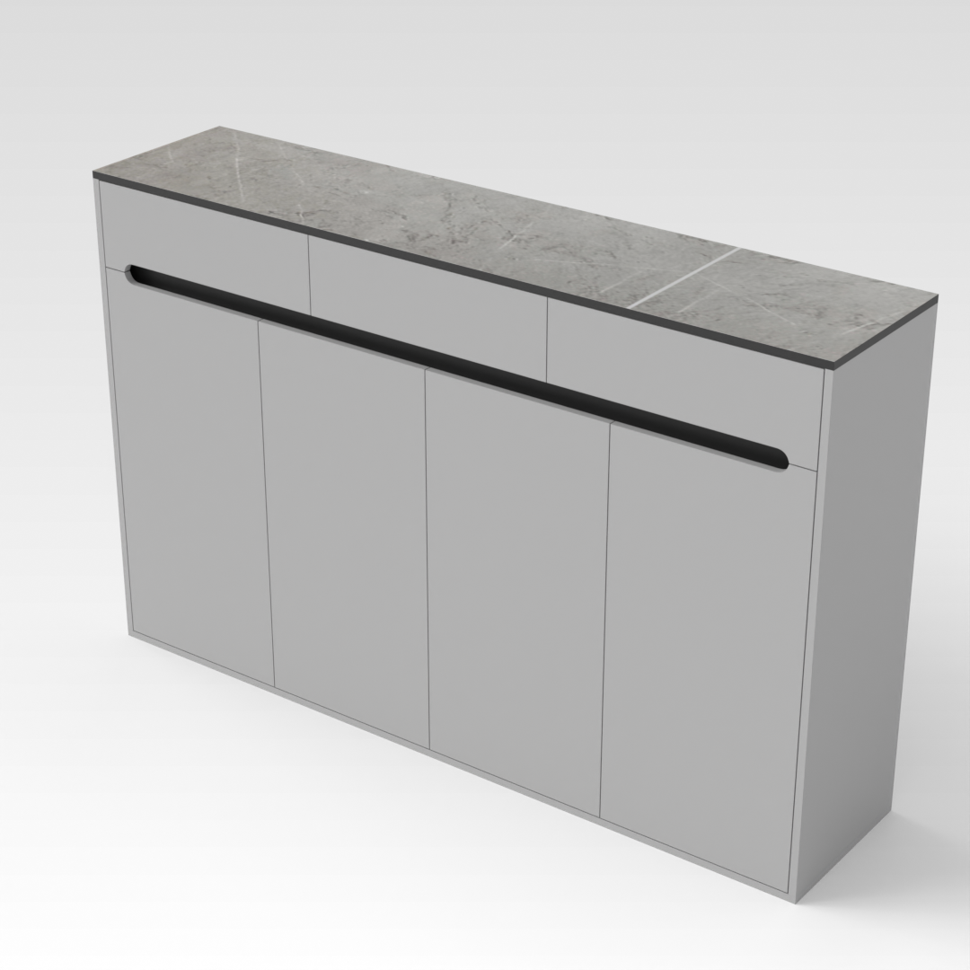 Light Gray & Brown Stone-Grain Top Shoe Cabinet