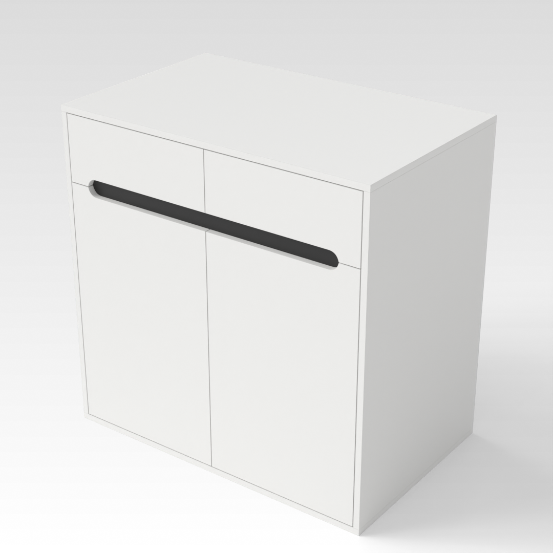 Warm White & Black Front Panel Shoe Cabinet