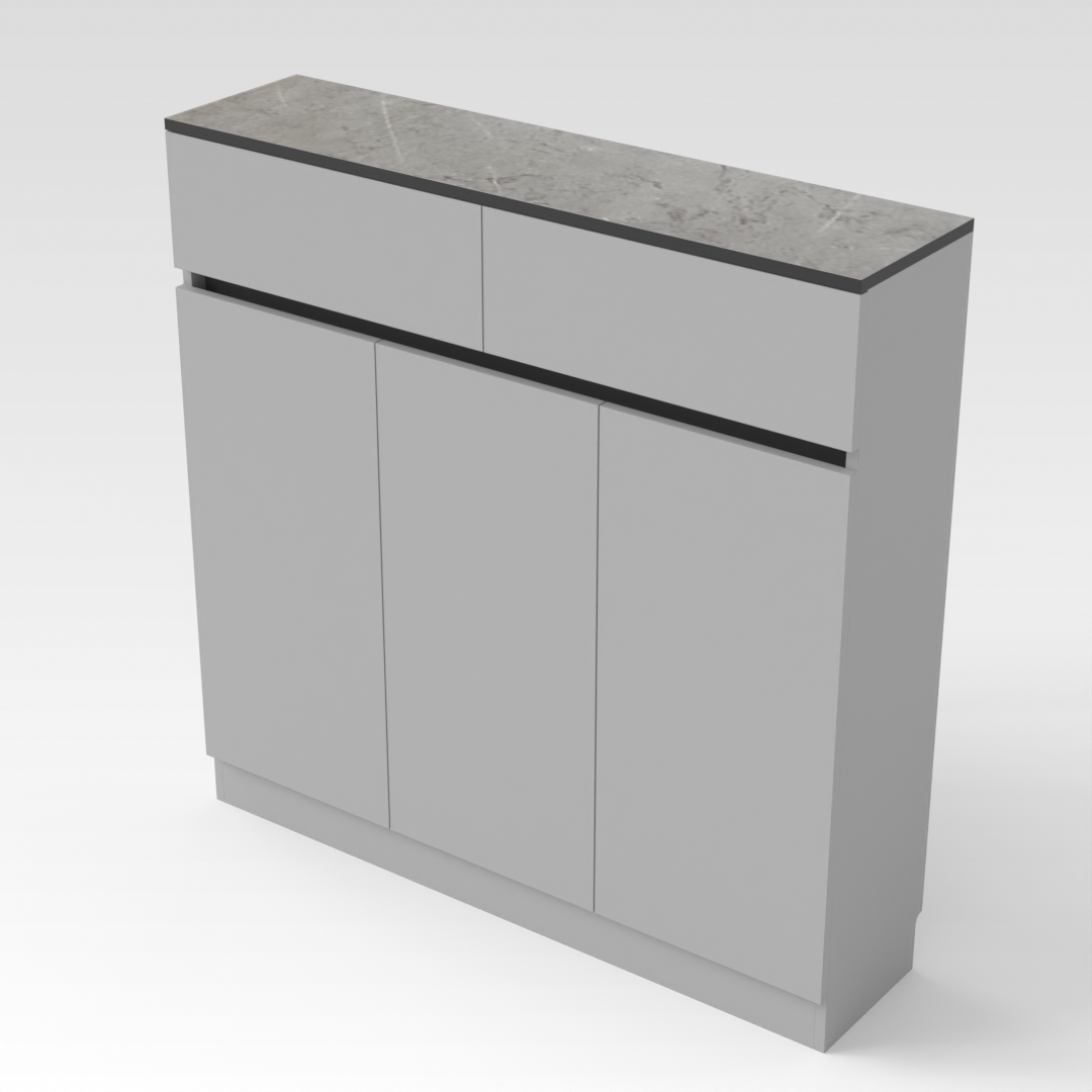Light Gray & Brown Stone-Grain Top Shoe Cabinet