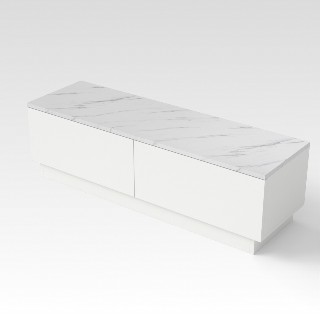 Warm White & White Marble TV Stand