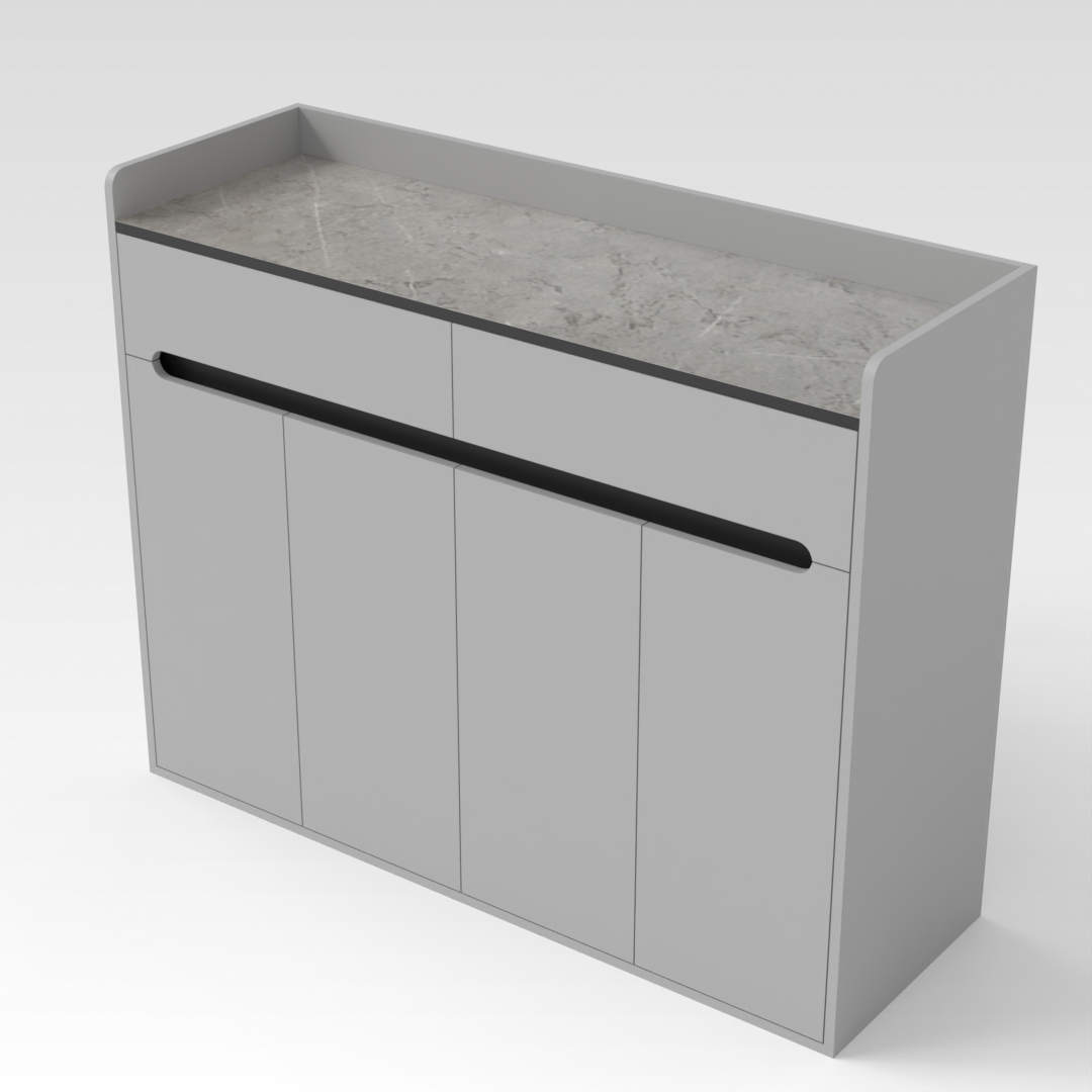 Light Gray & Brown Stone-Grain Top Shoe Cabinet