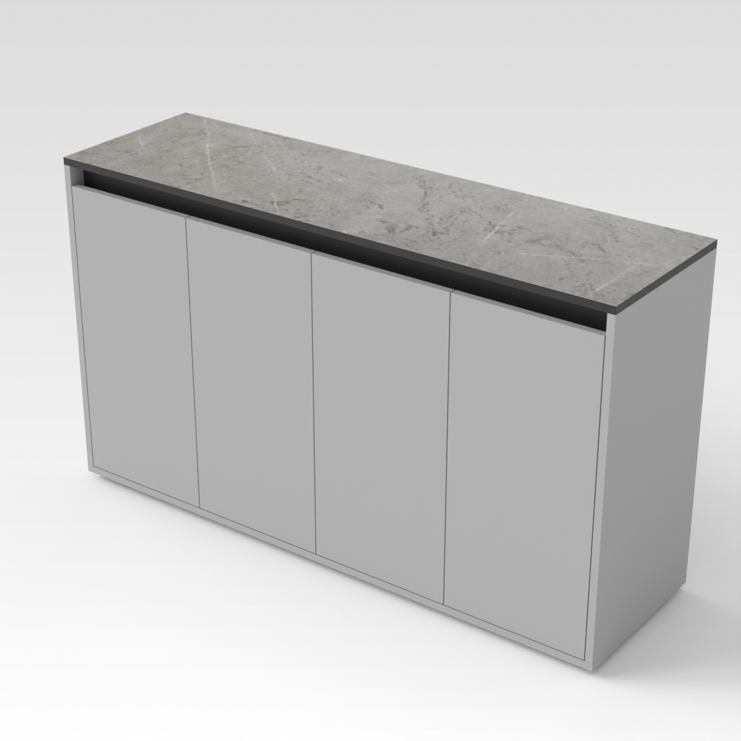 Light Gray & Brown Stone-Grain Top Shoe Cabinet