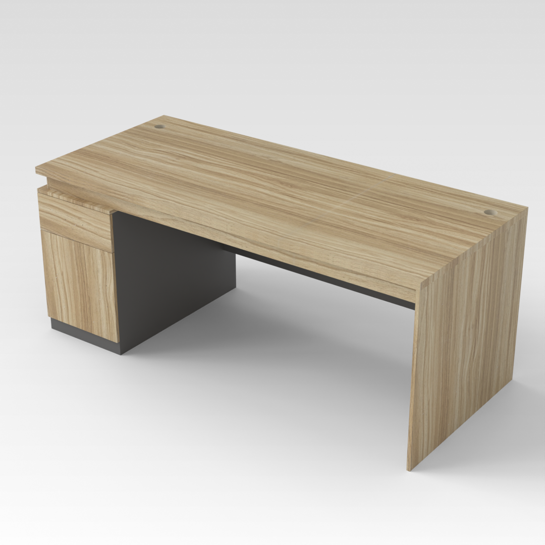 Country Oak & Sky Gray Computer Desk