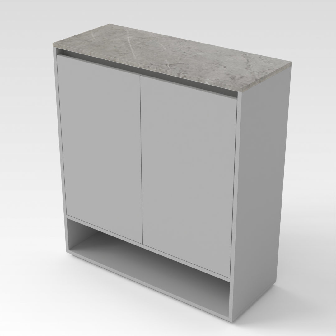 Light Gray & Brown Stone-Grain Top Shoe Cabinet