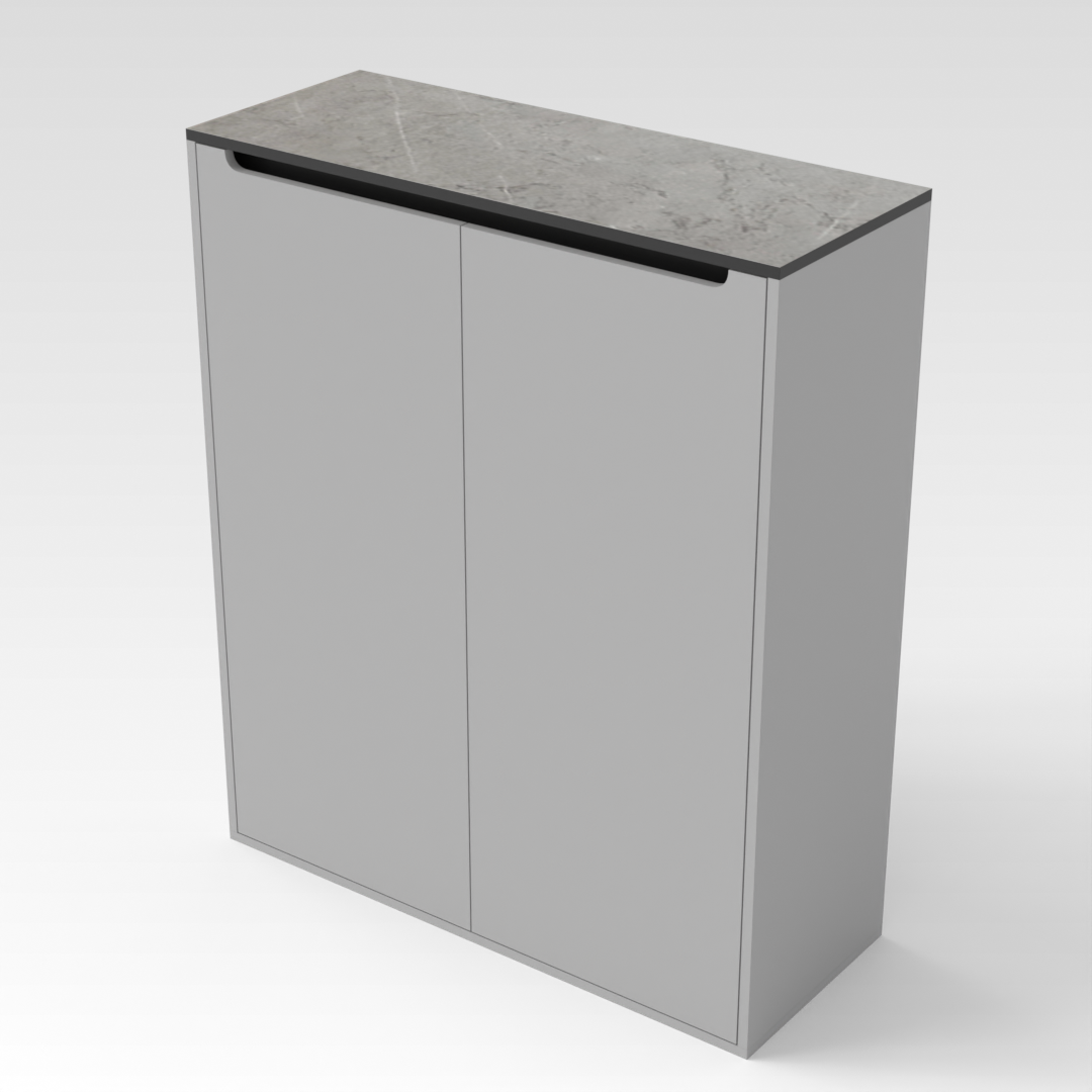 Light Gray & Brown Stone-Grain Top Shoe Cabinet