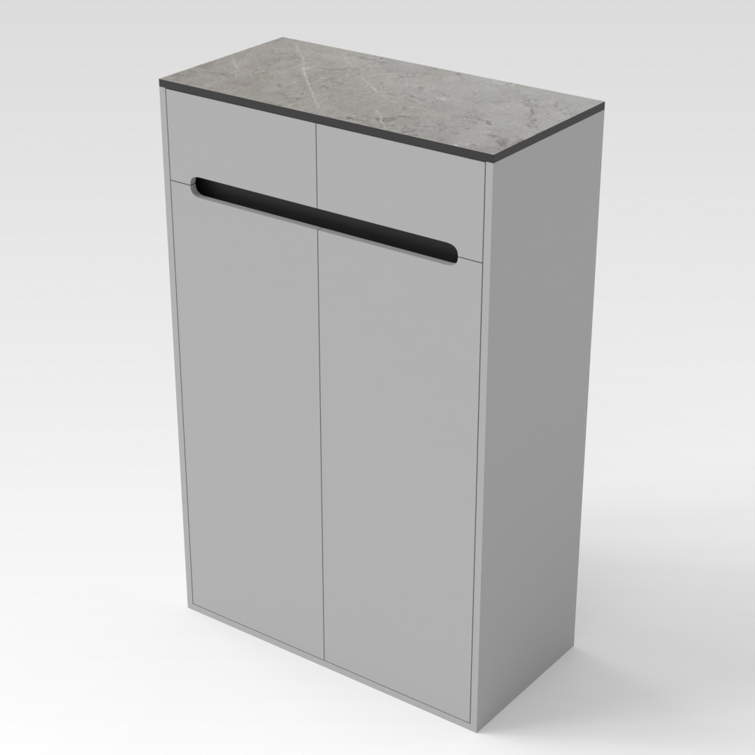 Light Gray & Brown Stone-Grain Top Shoe Cabinet