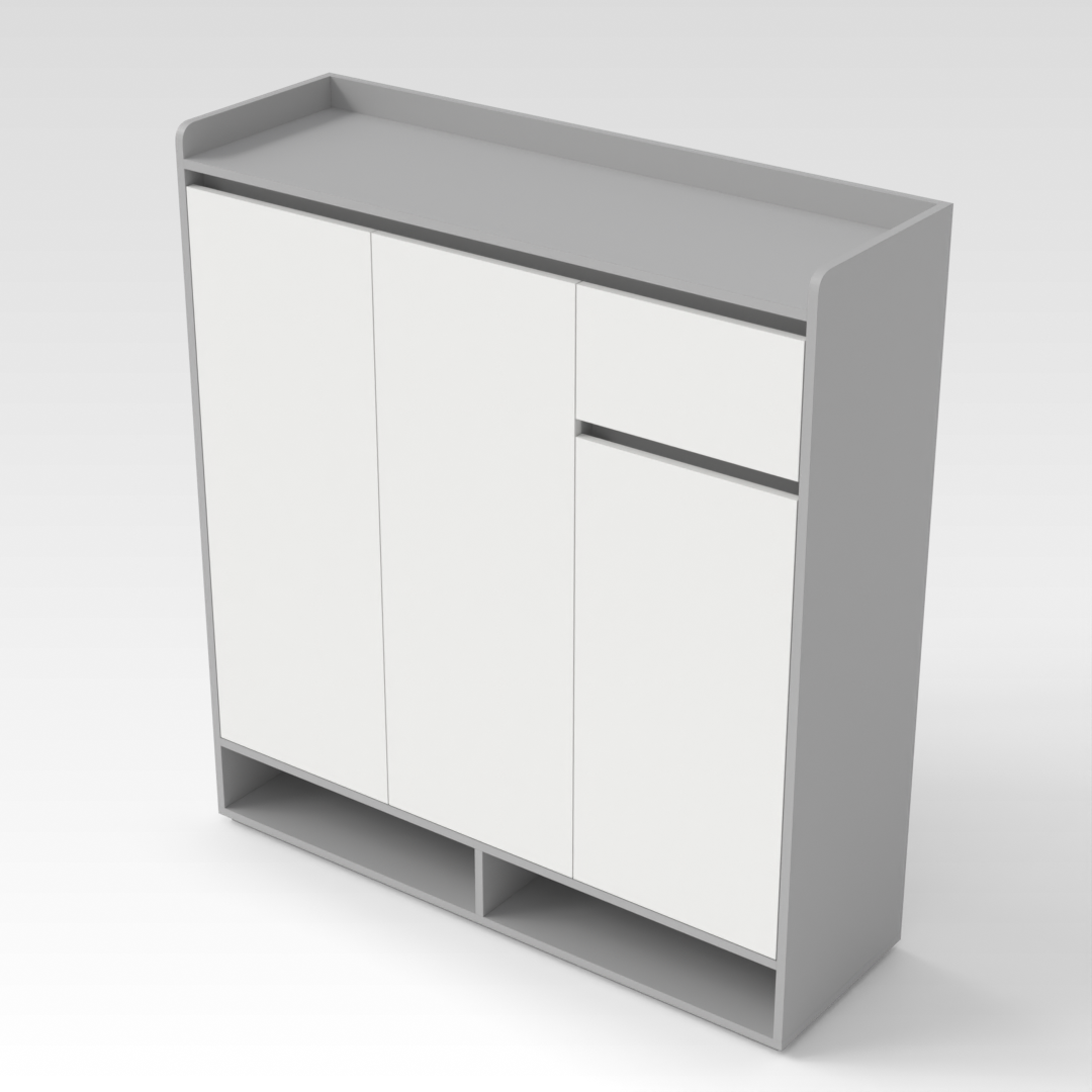 Light Gray & Warm White Shoe Cabinet