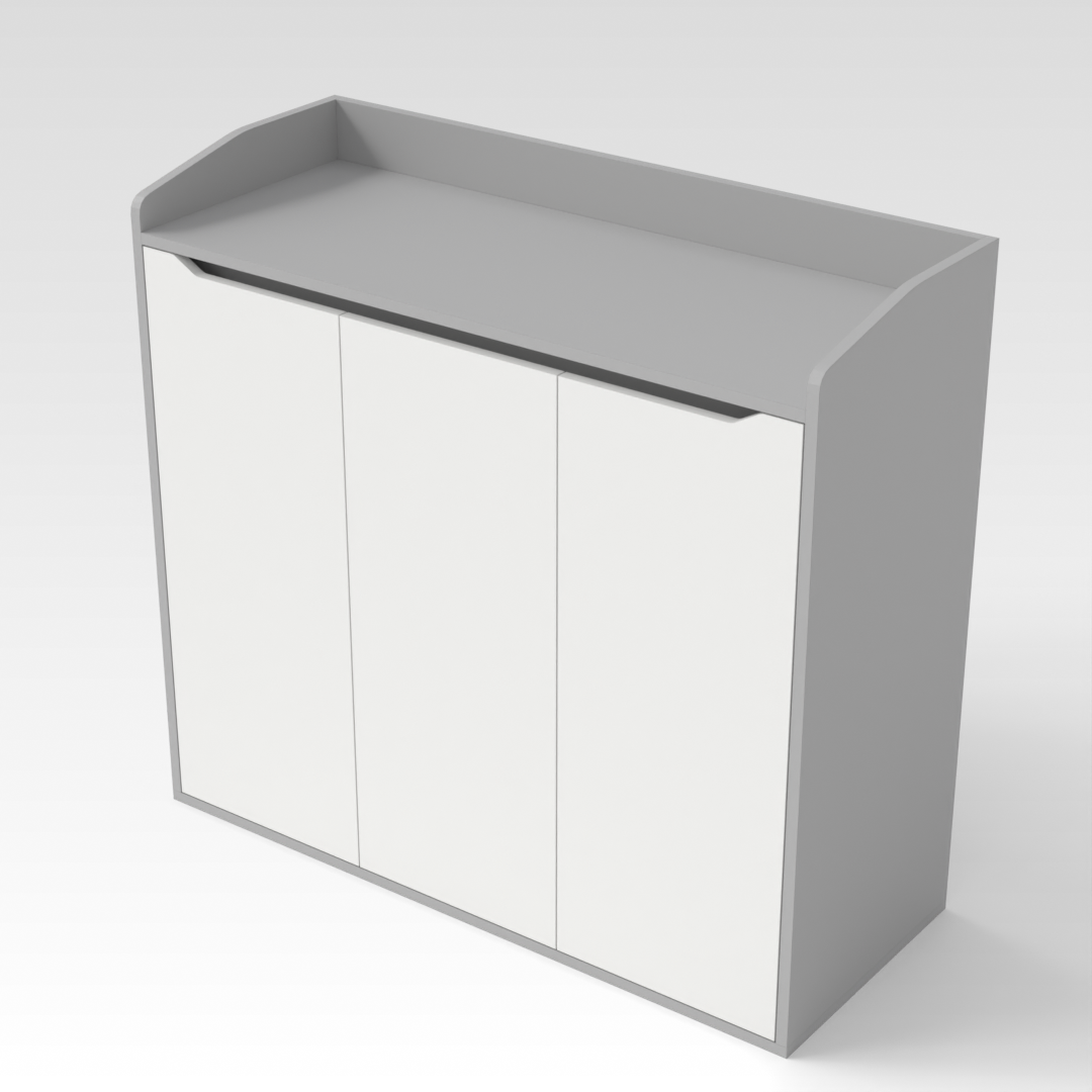Light Gray & Warm White Shoe Cabinet