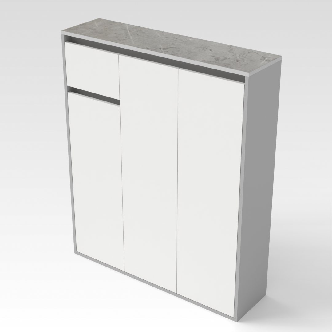 Light Gray & Warm White Shoe Cabinet