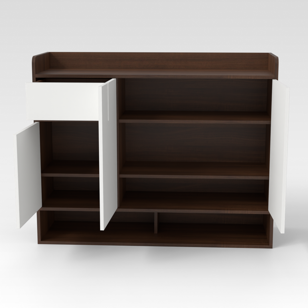 Prairie Oak & Warm White Shoe Cabinet