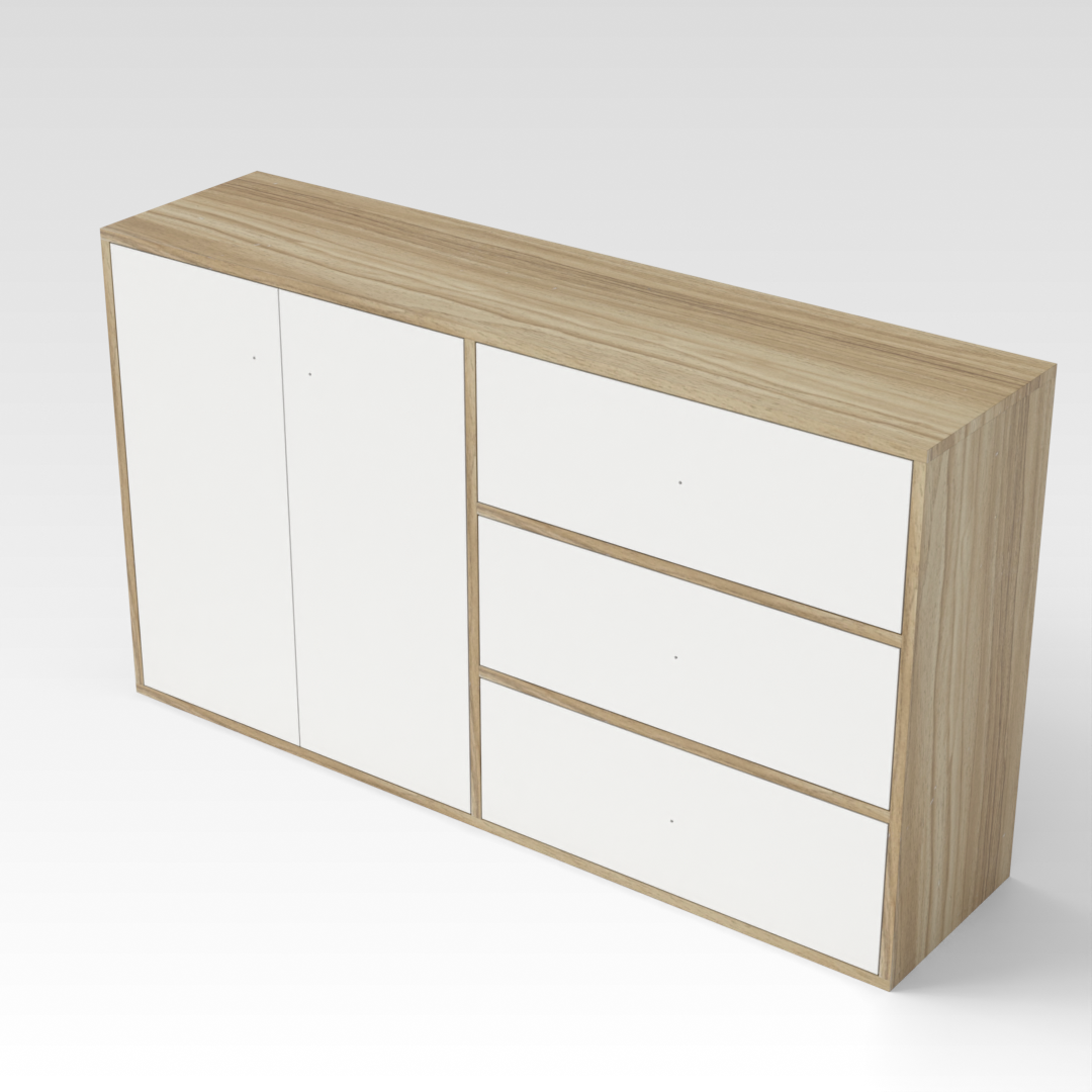 Country Oak & Warm White Sideboard