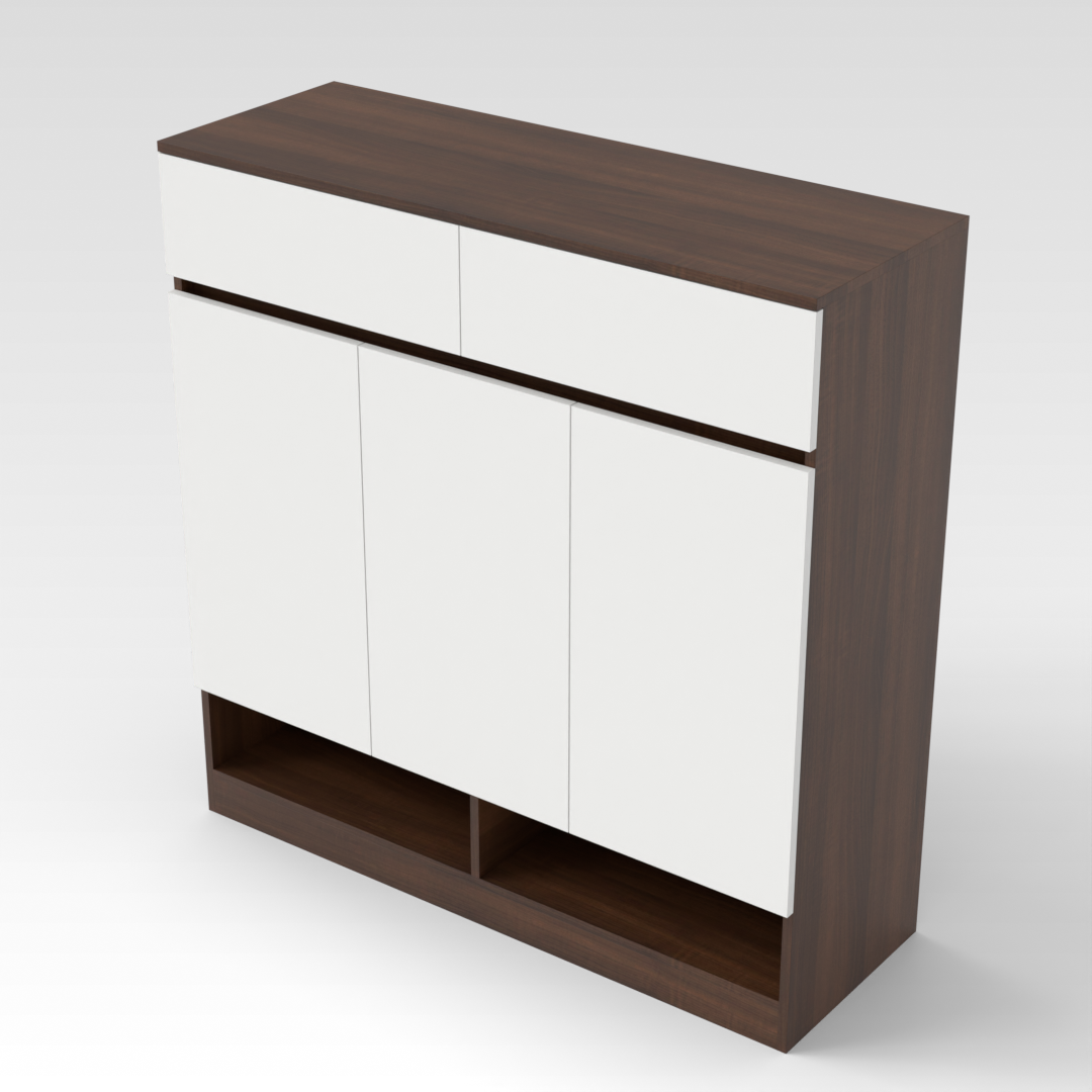 Prairie Oak & Warm White Shoe Cabinet