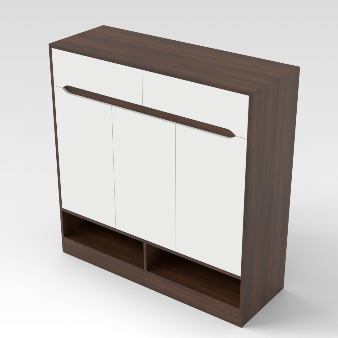 Prairie Oak & Warm White Shoe Cabinet