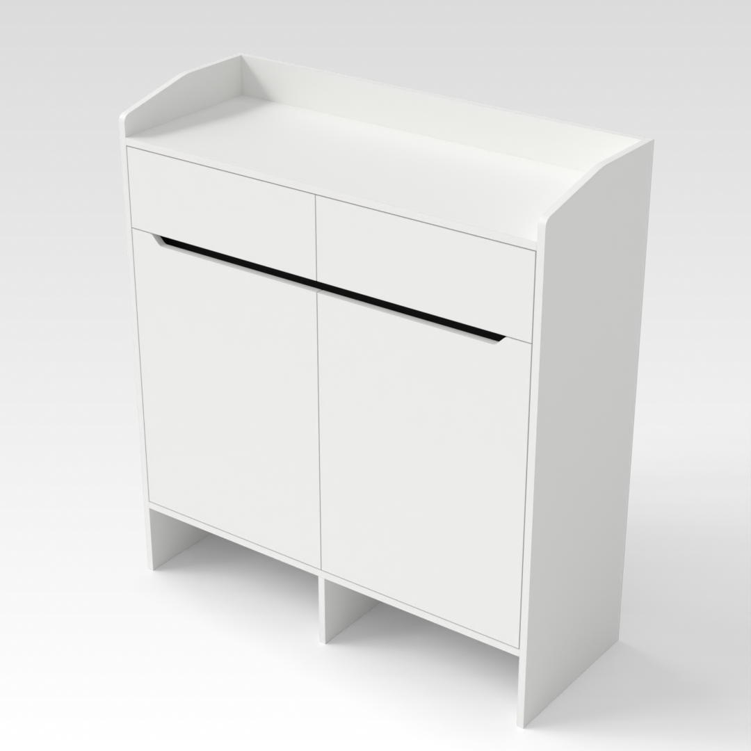 Warm White & Black Shoe Cabinet