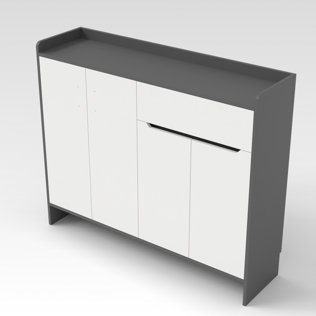 Sky Gray & Warm White Shoe Cabinet