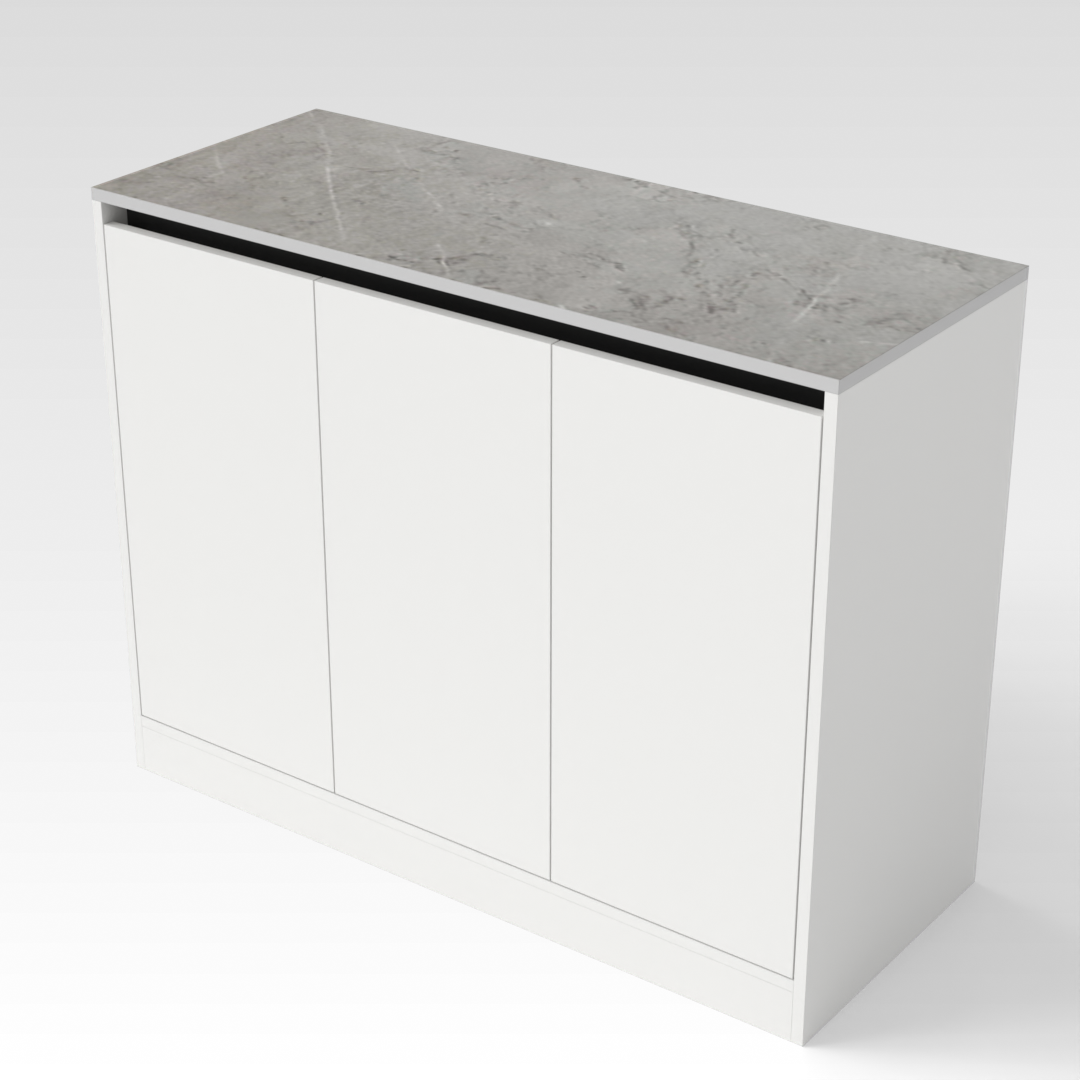 Warm White & Brown Stone Shoe Cabinet