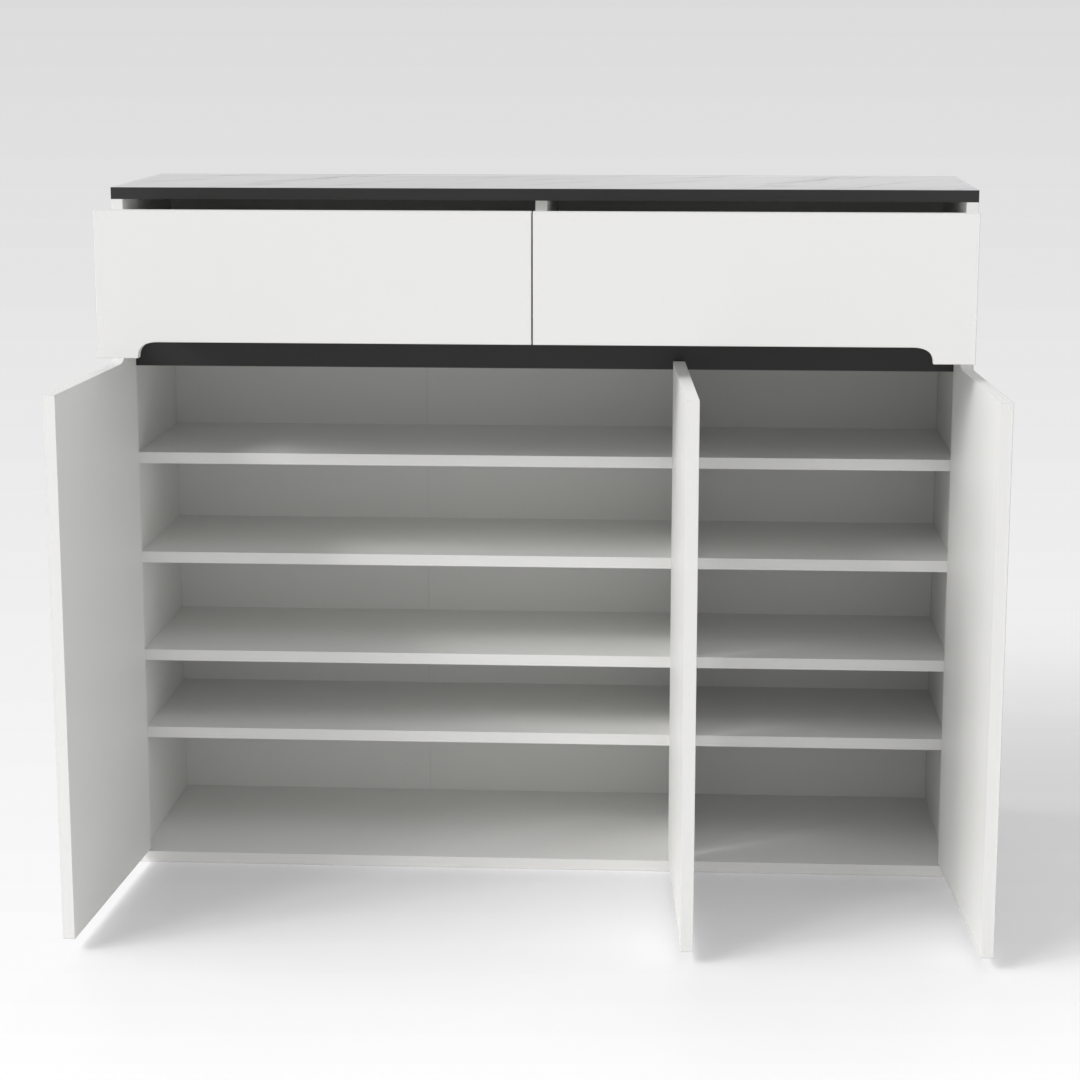 Warm White & White Marble Shoe Cabinet