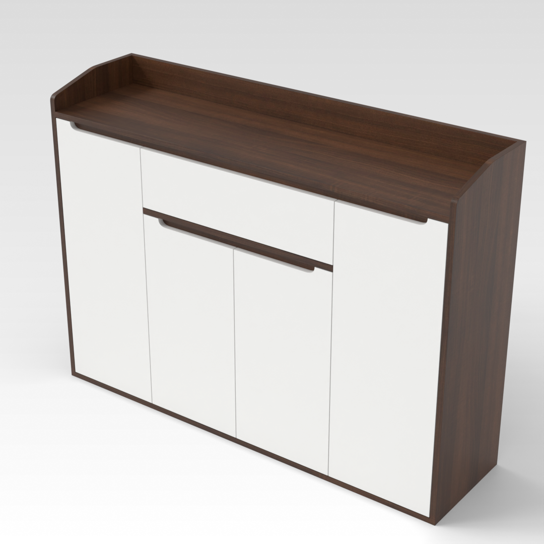 Prairie Oak & Warm White Shoe Cabinet